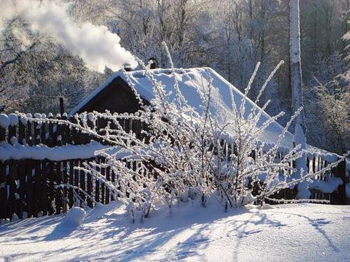 Топится,топится в огороде баня - снег, зима - оригинал