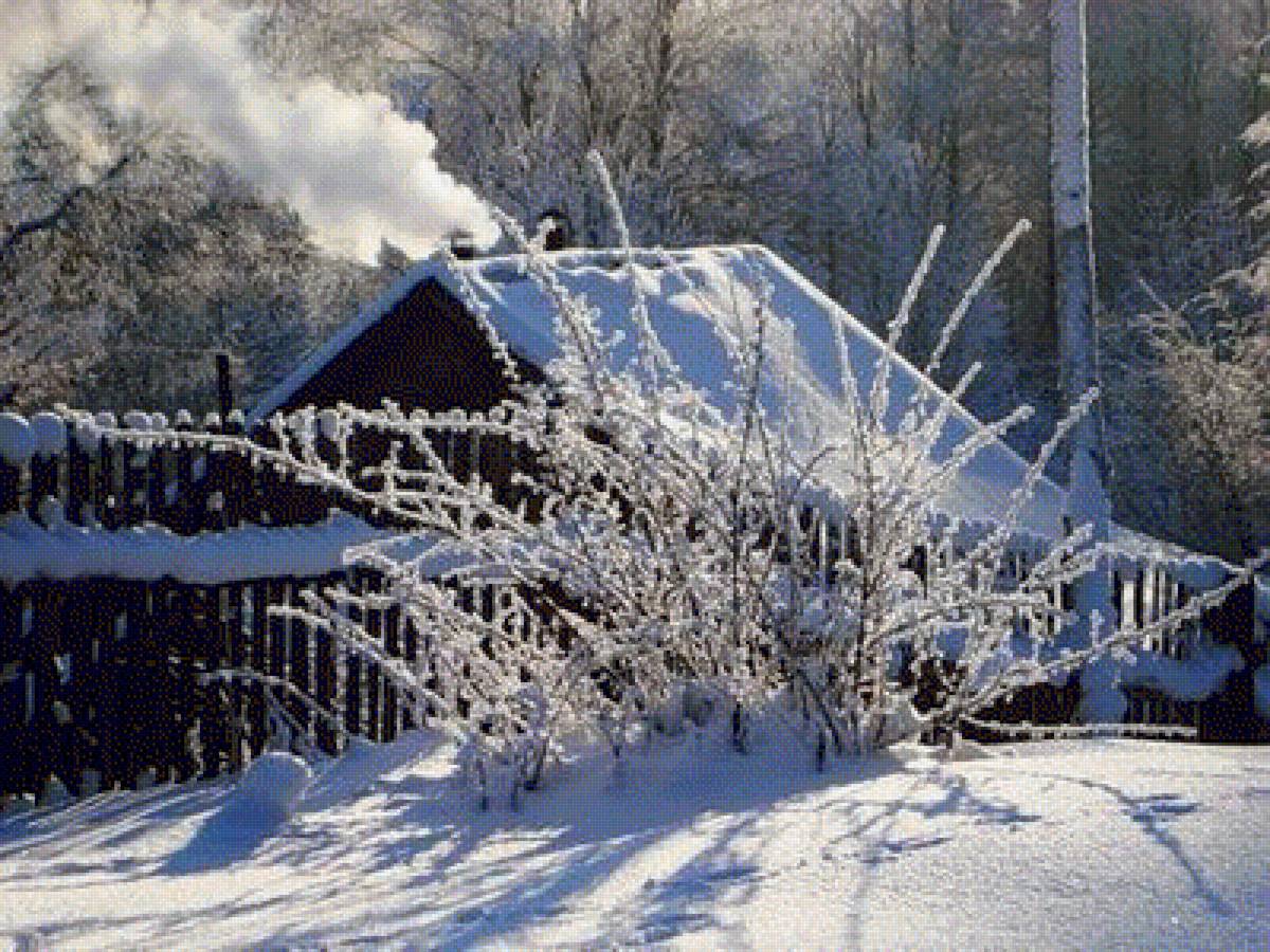Топится,топится в огороде баня - снег, зима - предпросмотр