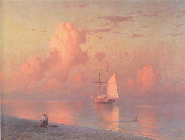 The sunset by Ivan Aivazovsky - 1866, the sunset by ivan aivazovsky - оригинал