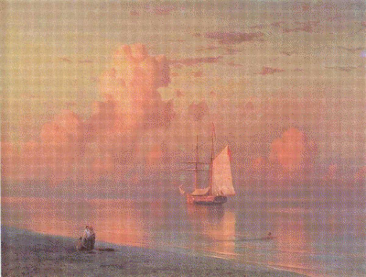The sunset by Ivan Aivazovsky - 1866, the sunset by ivan aivazovsky - предпросмотр