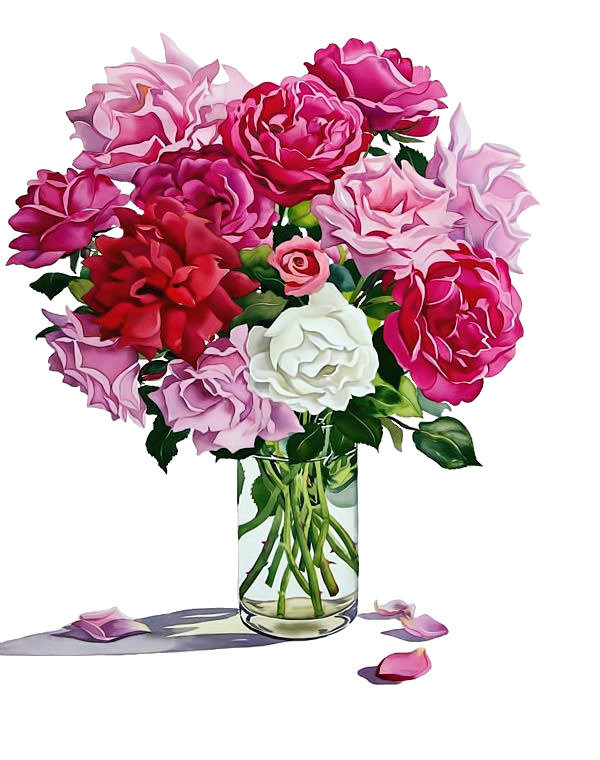 Букет - букет в вазе, розы, цветы - оригинал