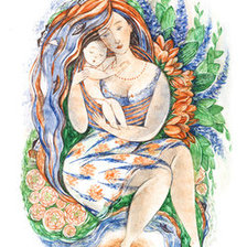 Вышивка мама с ребенком на руках