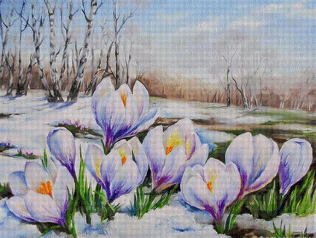 Spring in Winter. - snowscapes.flowers and gardens. - предпросмотр