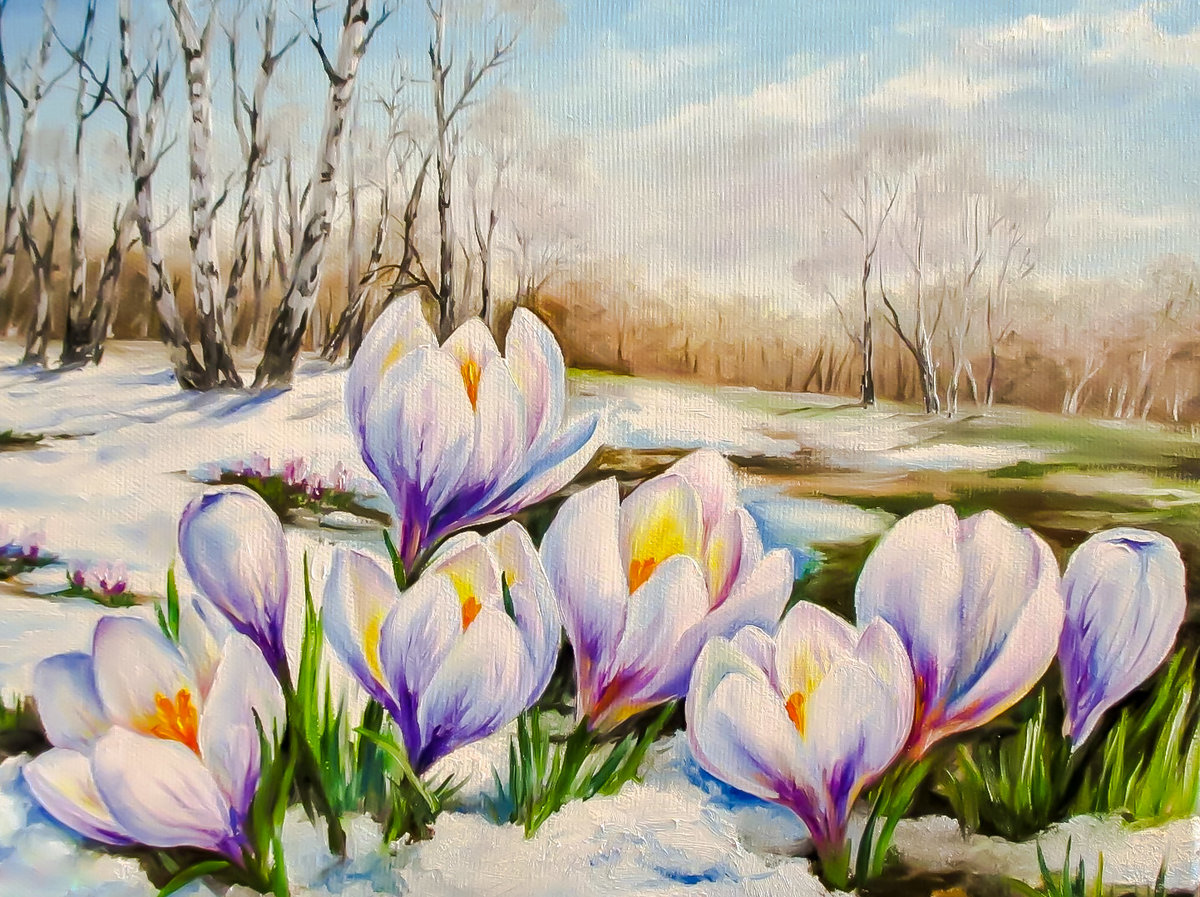 Spring in Winter-2. - snowscapes.flowers and gardens. - оригинал