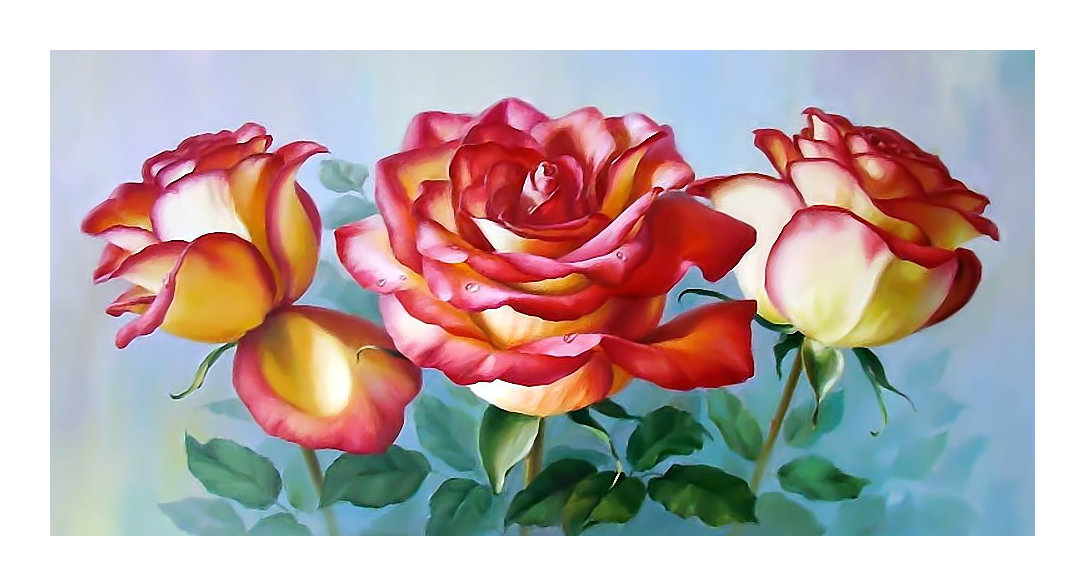 Акварельные розы. - акварель, розы, цветы, букет, живопись - оригинал