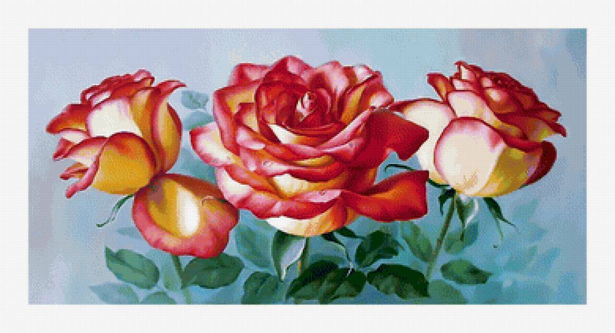 Акварельные розы. - розы, цветы, акварель, букет, живопись - предпросмотр