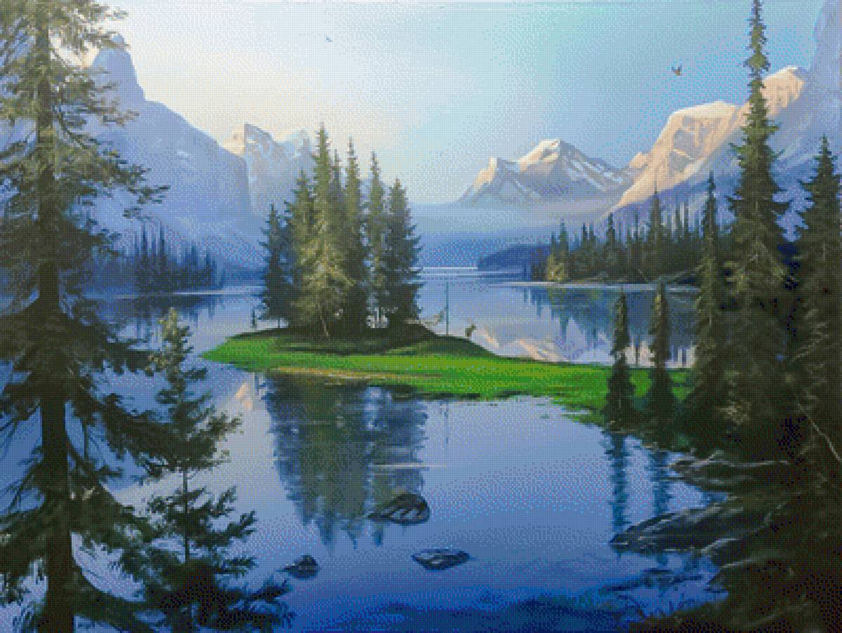 Beautiful Sunrise on the Lake. - viktor yushkevich painter.scenarys.birds. - предпросмотр