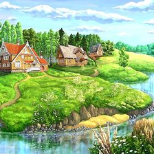 Схема вышивки «Деревня летом»