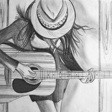 Схема вышивки «девушка с гитарой»