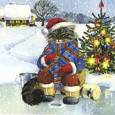 Схема вышивки «кот рыбак»