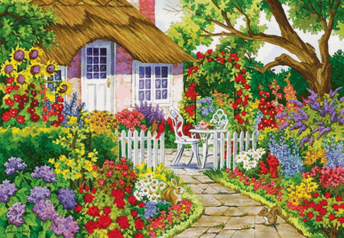 Картинка сад для детей. Художник Nancy Wernersbach. Сад мультяшная. Изображение сада. Сад иллюстрация.
