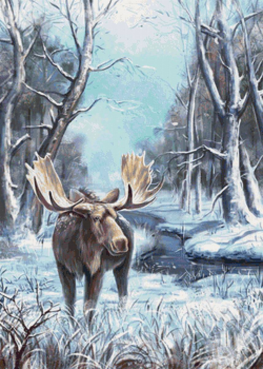 №2025998 - животные, зима, лес, лось - предпросмотр