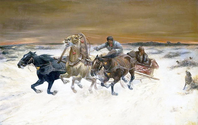 Во всю прыть - волки, тройка, лошади, сюжет, зима - оригинал