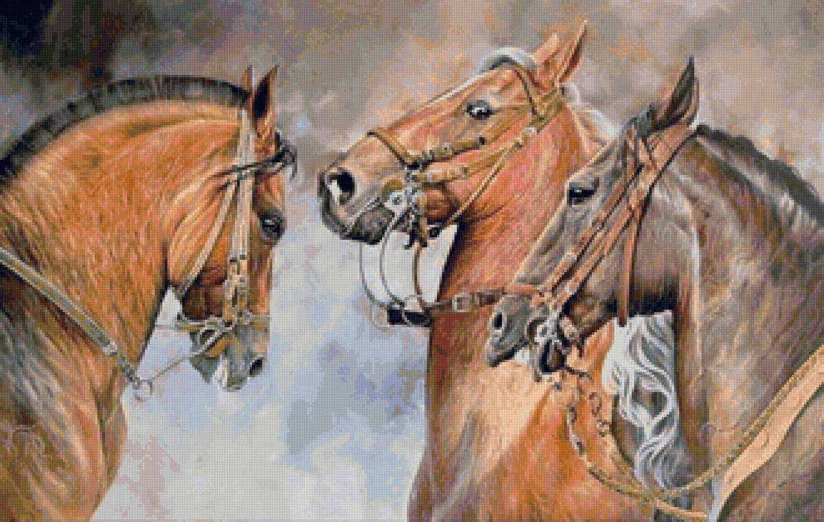 Худ. Антонио Мендоза - лошади, кони, животные - предпросмотр