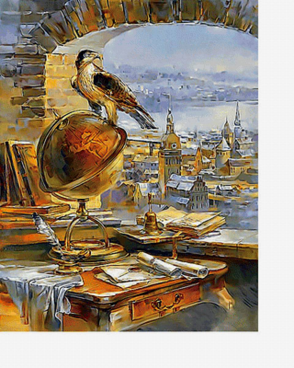 12511 - город, глобус, ночь, орел - предпросмотр