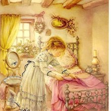 Схема вышивки «Niña ordenando su cuarto»