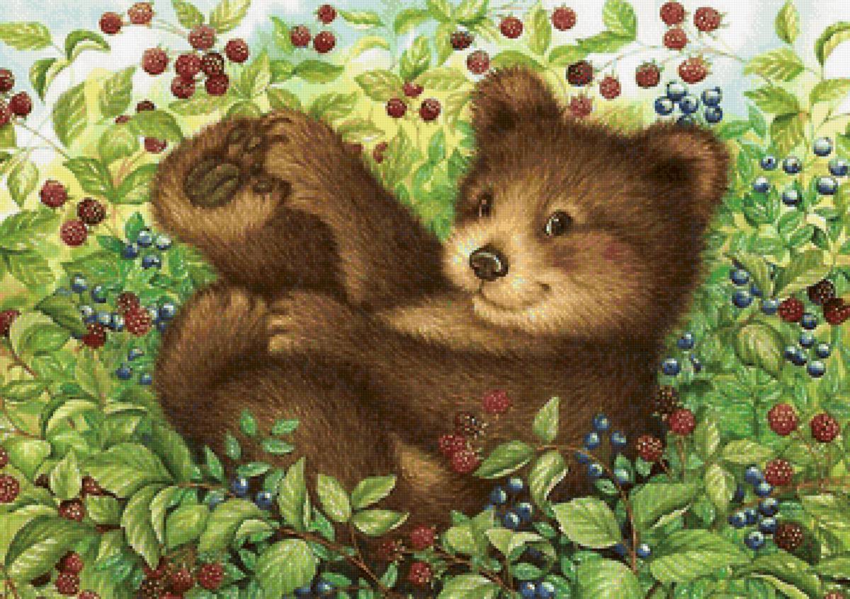 мишка - ягоды, медвежонок - предпросмотр