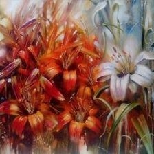 Схема вышивки «Красные цветы»