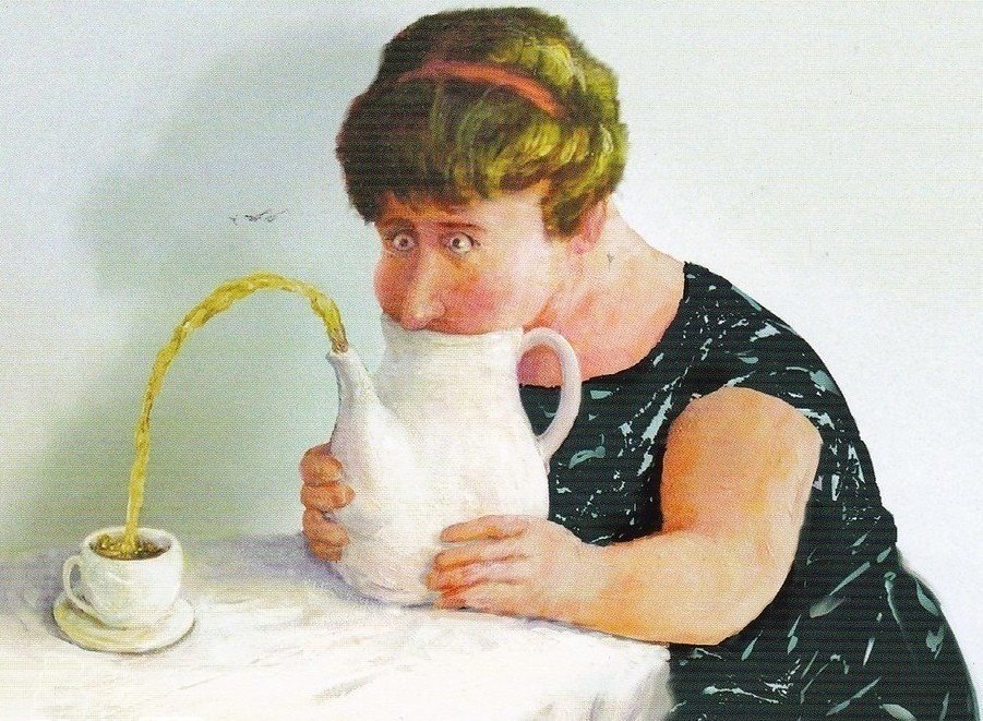 сидела женщина скучала 2 - скука, женщина, чайник, картина - оригинал