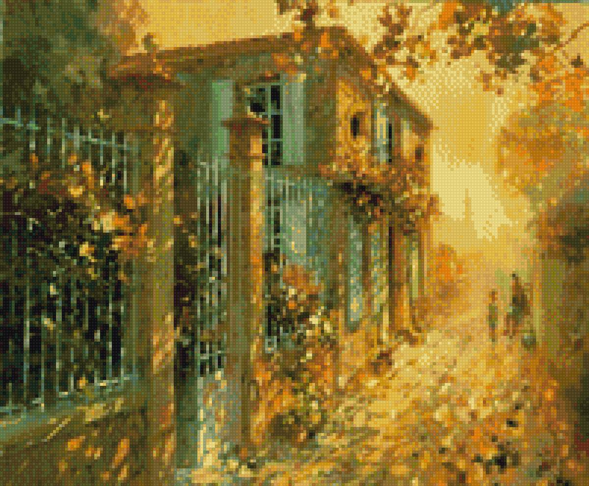 усадьба в осенних  тонах - предпросмотр