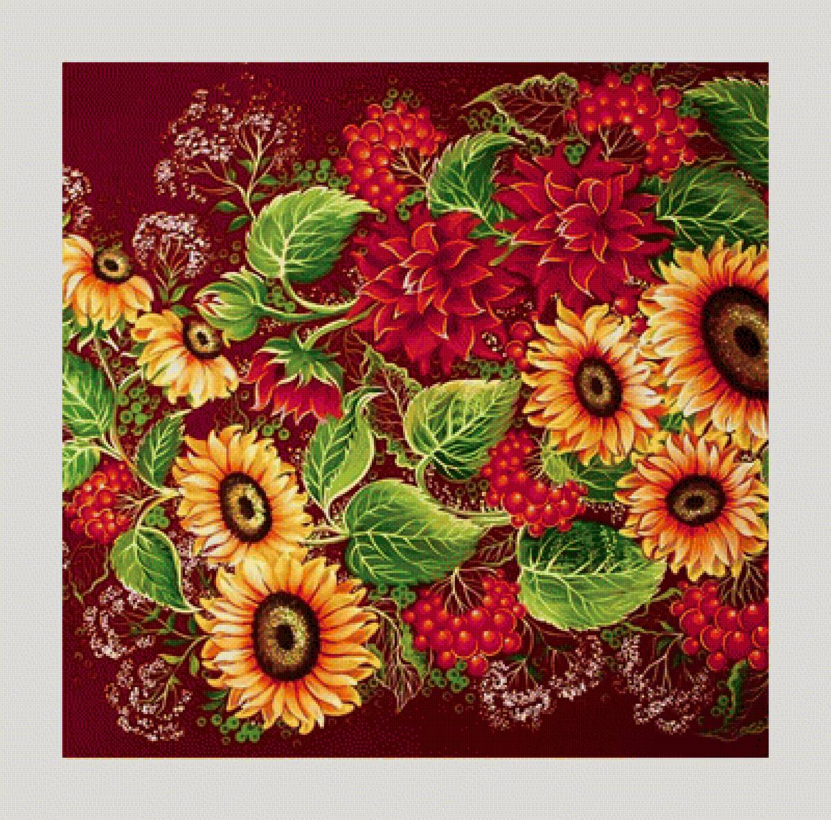 №2030359 - рябина, букеты, цветы, подсолнухи, натюрморт - предпросмотр