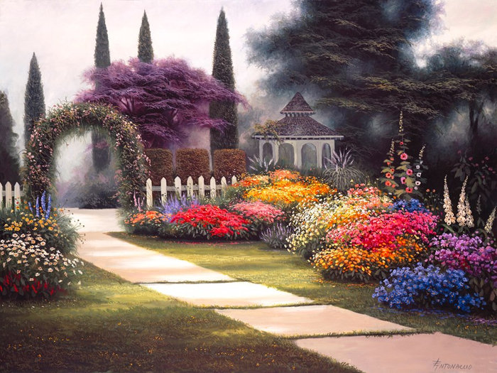 вечерний сад - пейзажи - оригинал