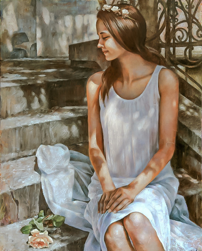 Alexa with a Rose. - arthur braginsky painter.scenarys.ladies.portraits. - оригинал