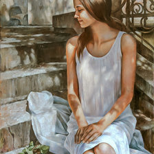 Схема вышивки «Alexa with a Rose.»