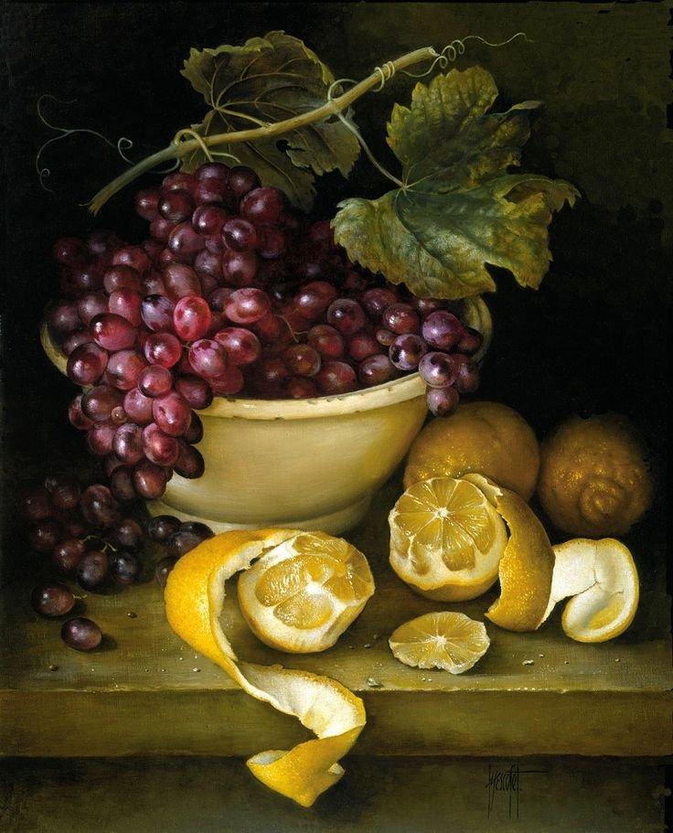 Натюрморт - виноград и лимоны - оригинал