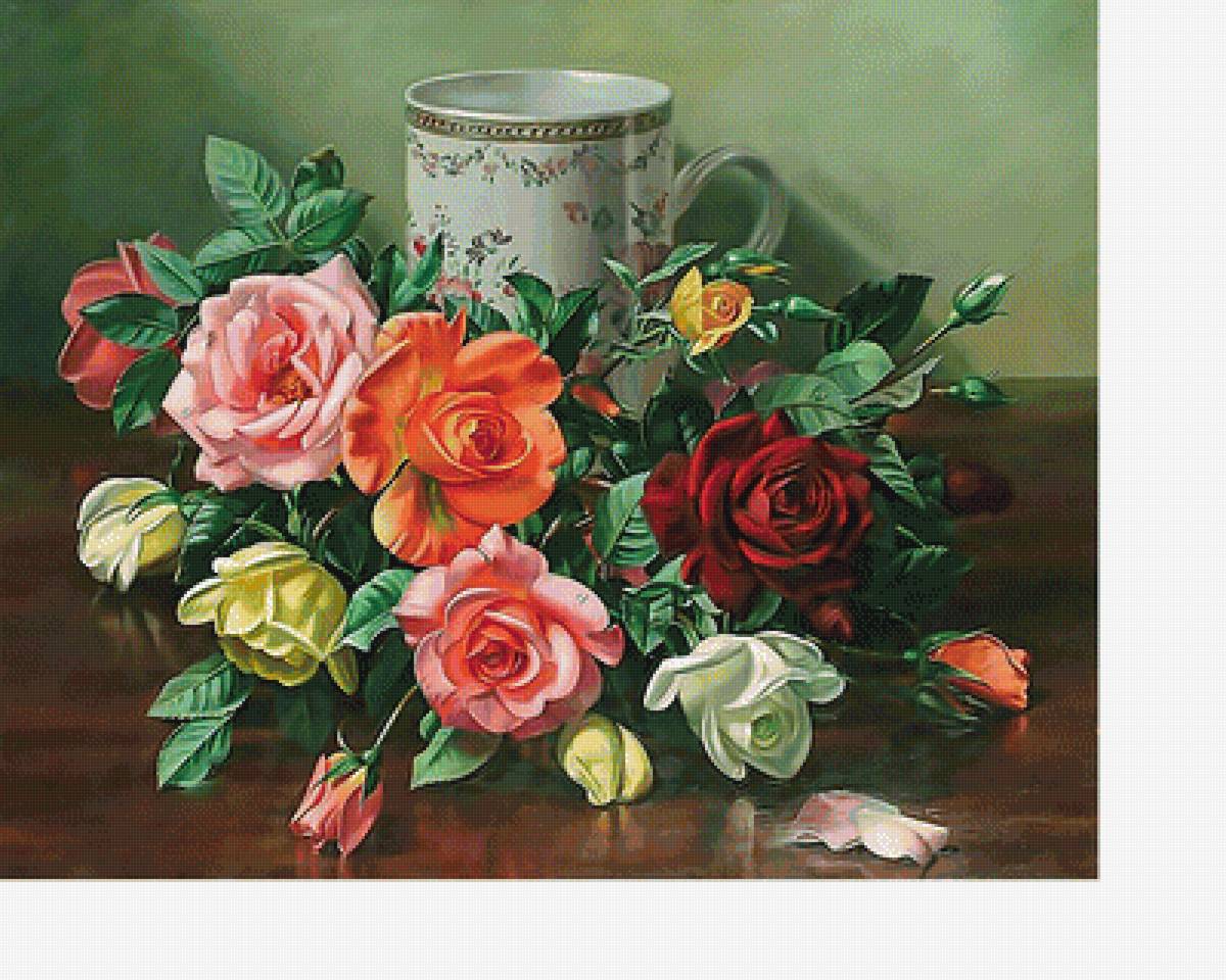 Розы - букет, цветы, натюрморт - предпросмотр