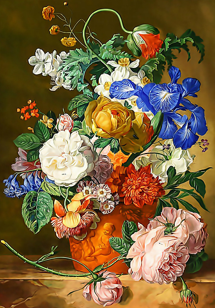 Букет - розы, ирисы, цветы - оригинал