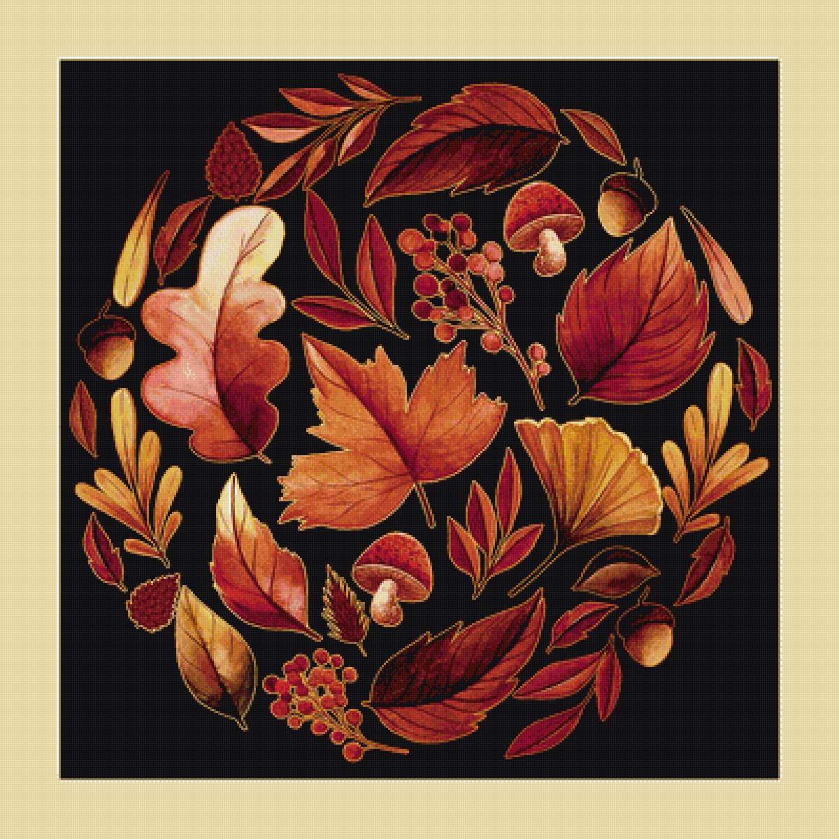 Серия "Подушки". Осенняя - подушка, желуди, листья - предпросмотр