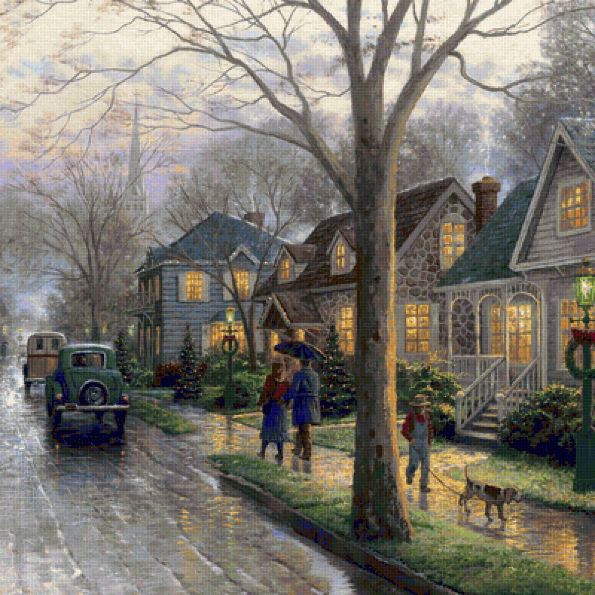 дождливый вечер - дождь, улица, город, прогулка - предпросмотр