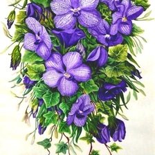 Оригинал схемы вышивки «лиловые цветы» (№2032613)