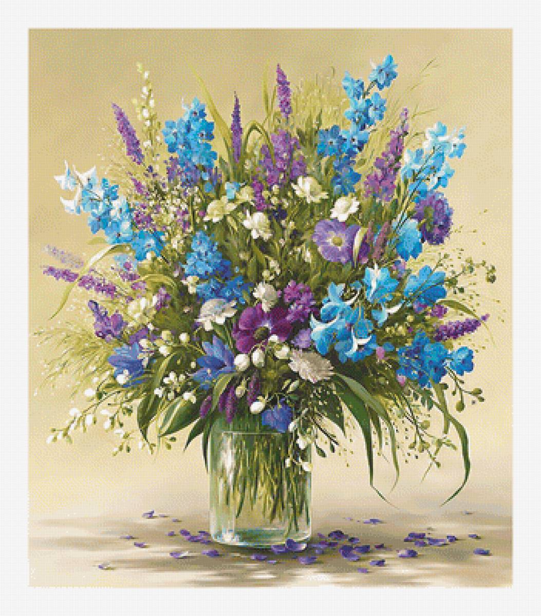 Полевой букет. - букет, цветы, полевые, ваза, живопись - предпросмотр