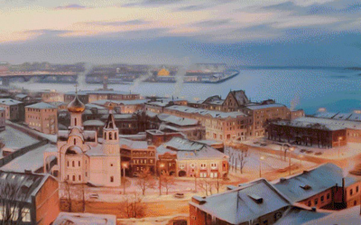 Night City Lights. - aleksey sychev painter.snowscapes.cityscapes. - предпросмотр