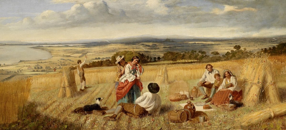 В поле - люди, кувшины, лето, сено, поле - оригинал