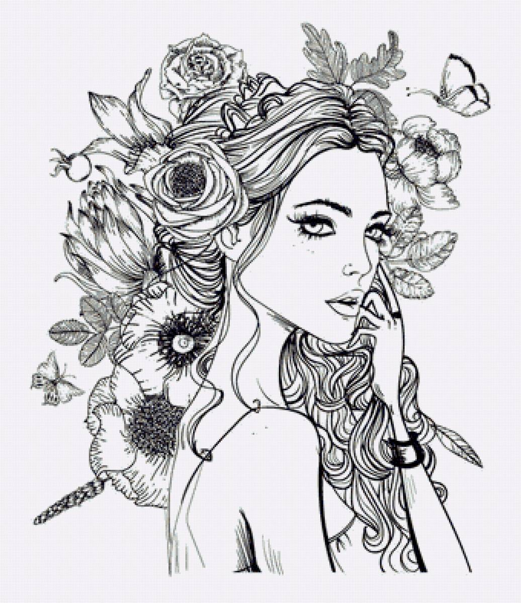 девушка - рисунок - предпросмотр