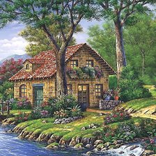 Схема вышивки «Домик в лесу»