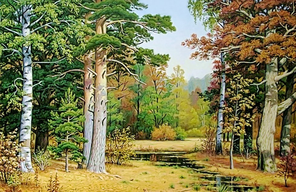 пейзаж - сосны, ручей, пейзаж, лес, деревья - оригинал