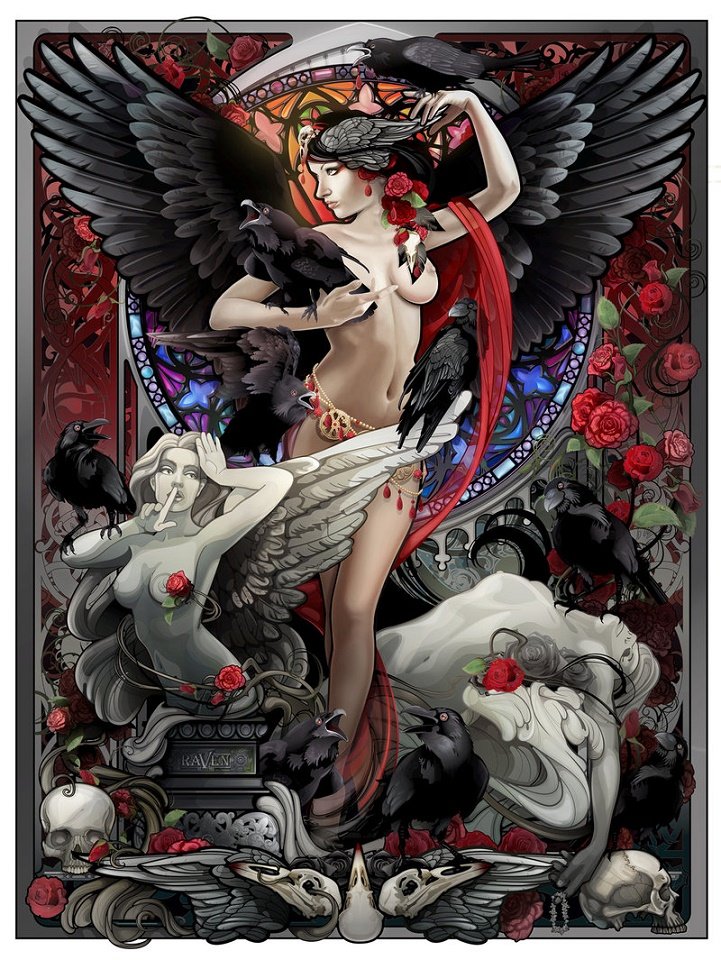 Королева воронов - вороны, девушки - оригинал