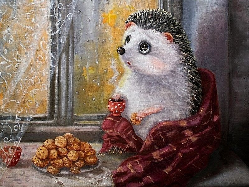 Ёжик - печенье, окно, еж - оригинал