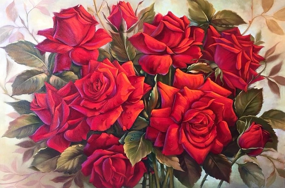 "Как хороши,как свежи были розы..." - розы, красные цветы, красные розы, цветы, букет - оригинал