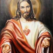 Оригинал схемы вышивки «Любящее сердце Иисуса» (№2036535)