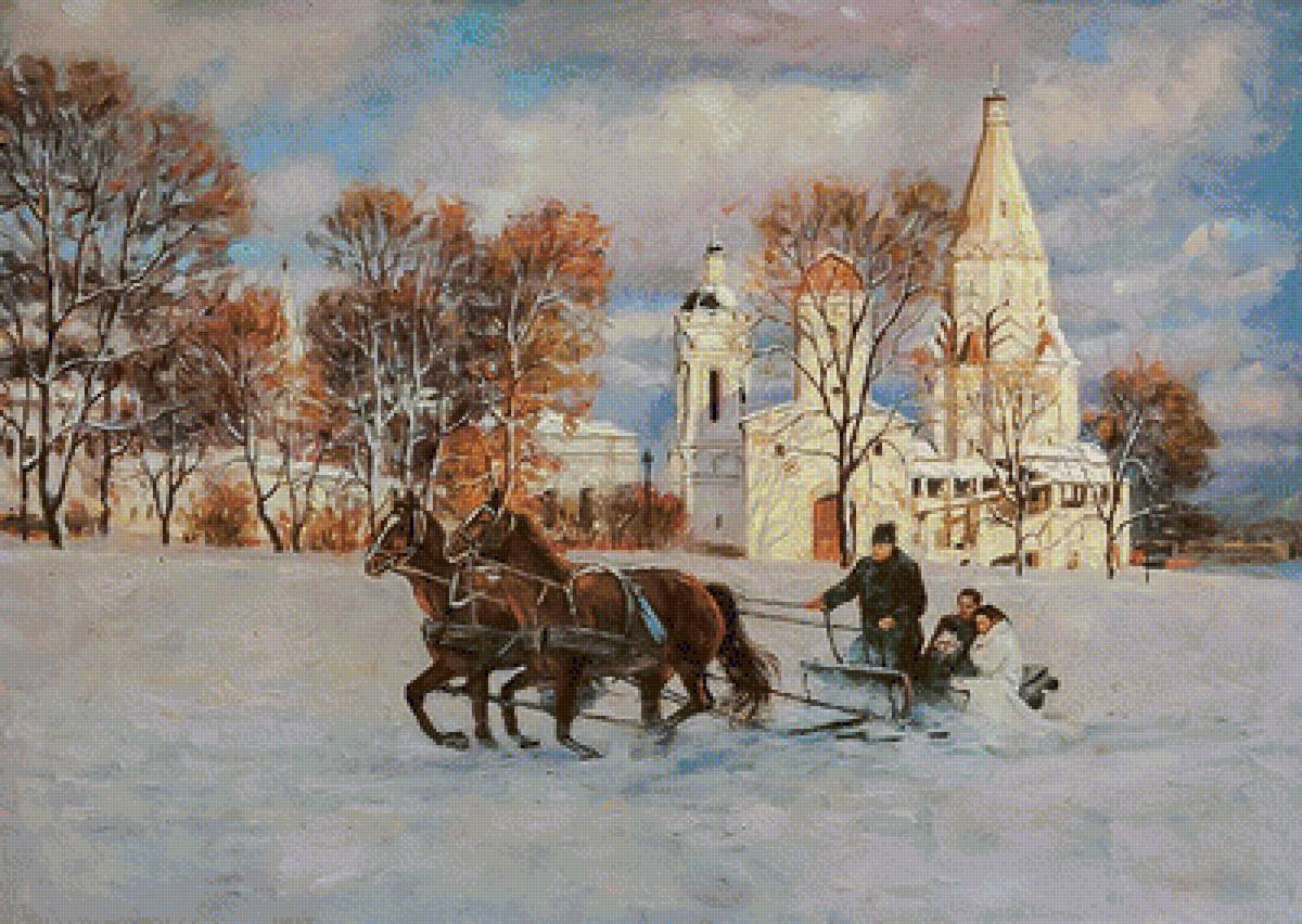 Festivities in Kolomenskoye - razzhivin igor painter.snowscapes.people.animals. - предпросмотр