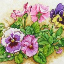 Схема вышивки «анютины глазки»