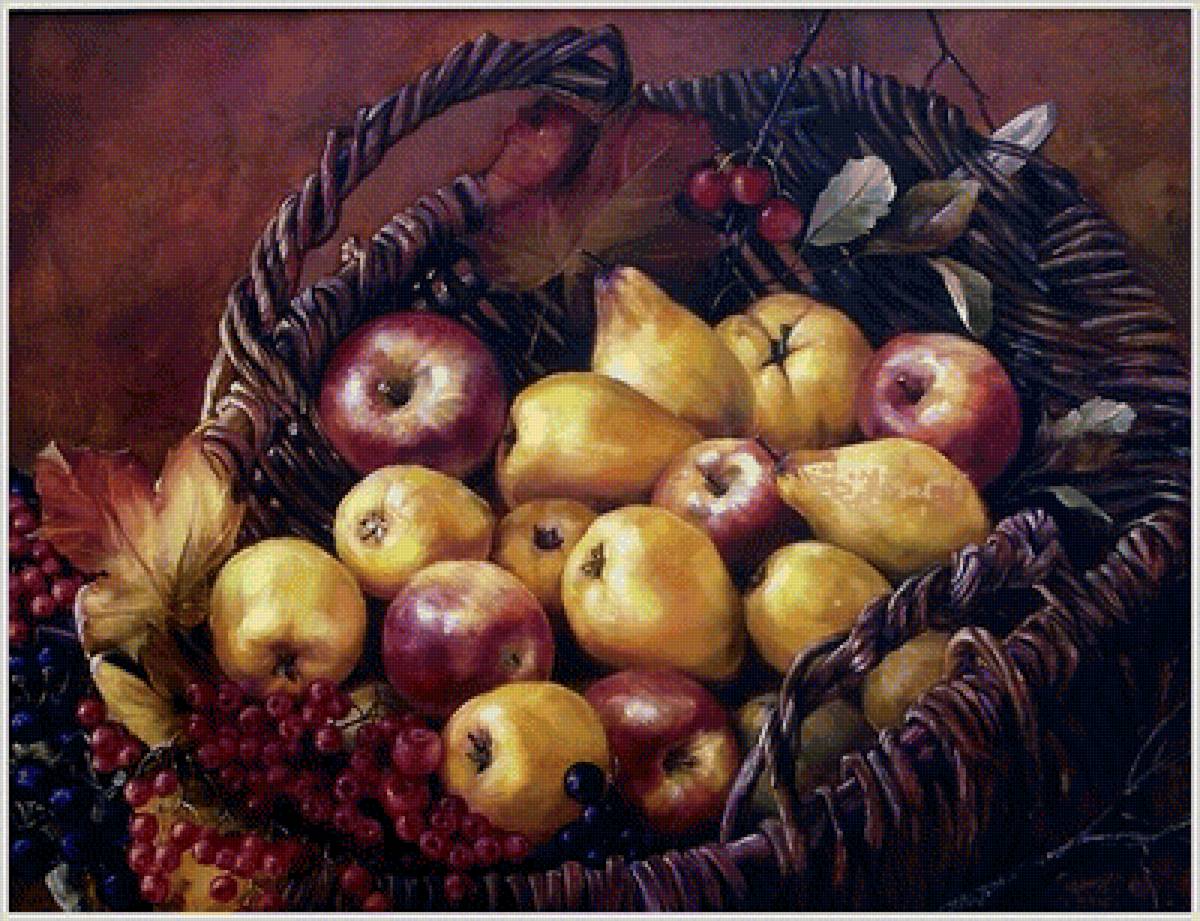 Корзина с фруктами - груши, корзина, яблоки - предпросмотр
