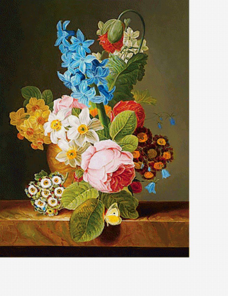 Букет - цветы, нарциссы, розы - предпросмотр