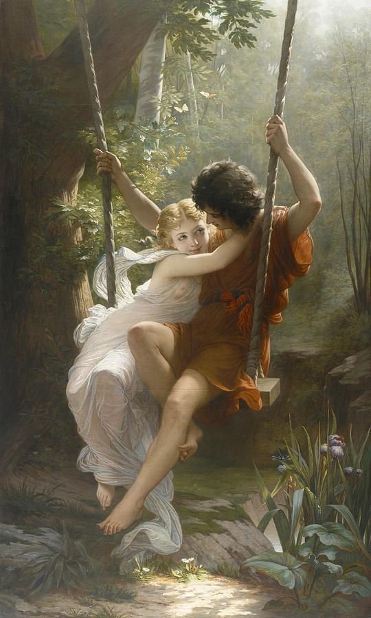 На качелях - картины - оригинал