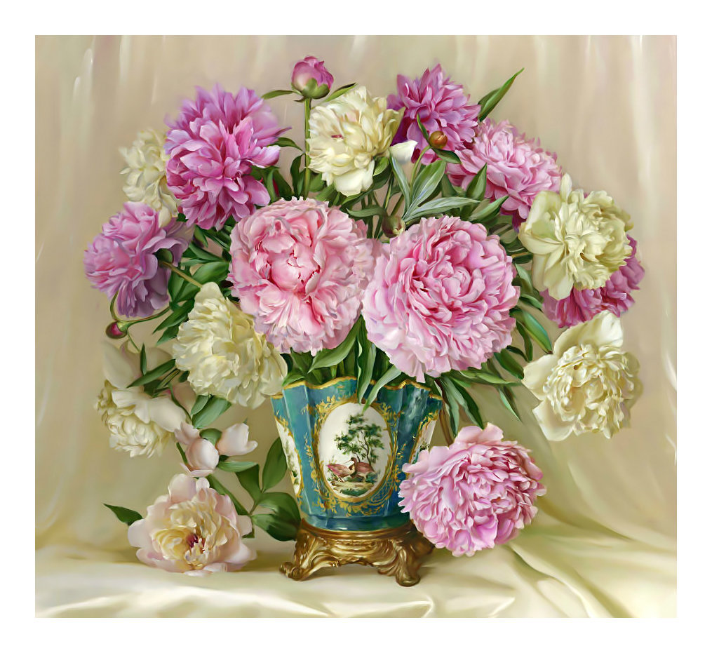 Букет пионов. - ваза, цветы, пионы, живопись, букет - оригинал